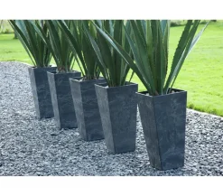 Artstone Kunststoff-Vase Ella, eckig, schwarz