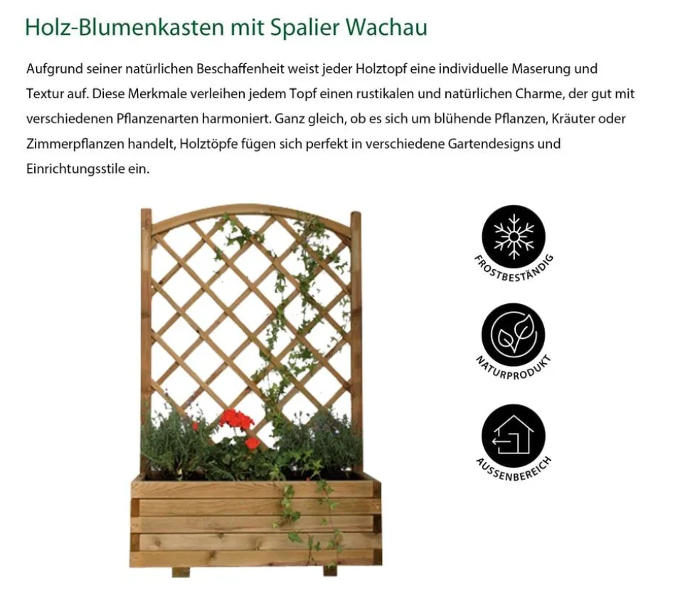 Dehner Holz-Blumenkasten mit Spalier Wachau, B90/H140/T40 cm