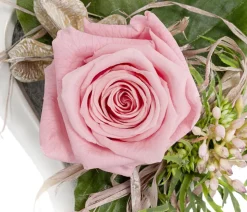 Dehner Keramik-Herz mit Longlife-Rose Carla, rosa, ca.B17/H10/T17 cm