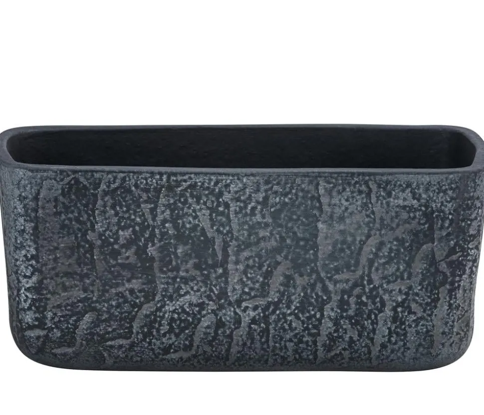 Dehner Keramik-Jardiniere Mara, rechteckig, dunkelgrau, ca. B23/H10/T12 cm
