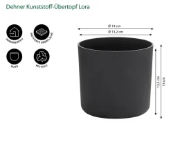 Dehner Kunststoff-Übertopf Lora, rund