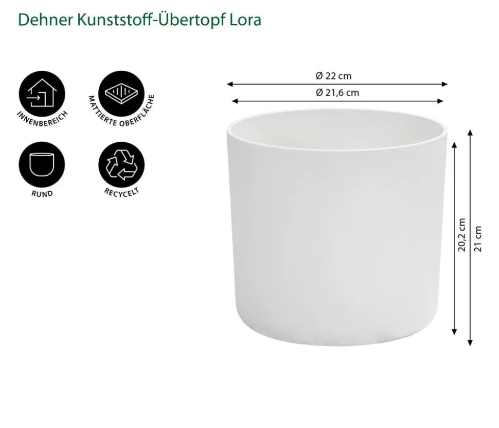 Dehner Kunststoff-Übertopf Lora, rund