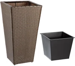 Dehner Polyrattan-Topf Alicante, konisch, braun