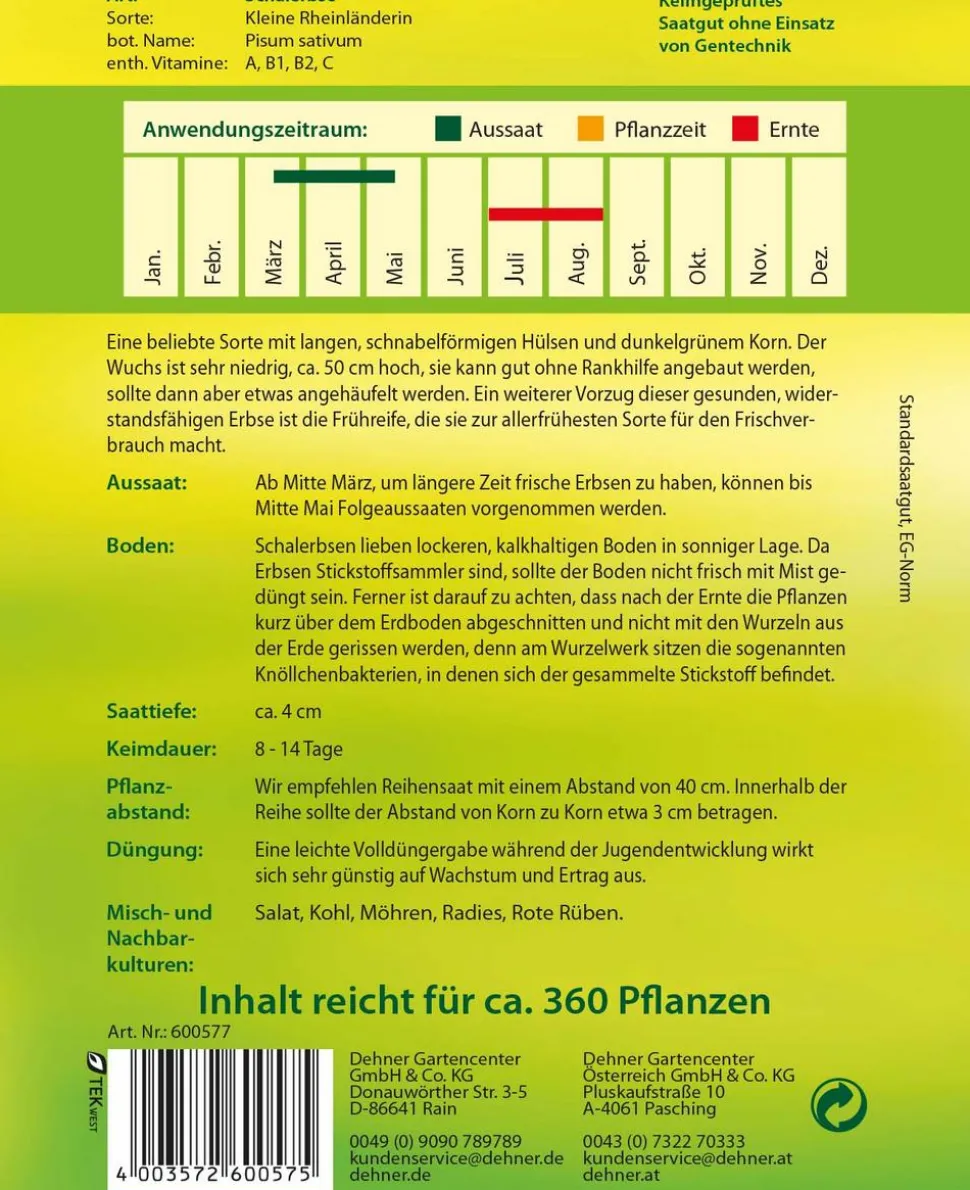 Dehner Samen Schalerbse 'Kleine Rheinländerin'