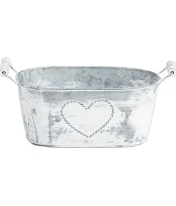 Dehner Zink-Jardiniere mit Henkeln, ca. B26/H15/T11,5 cm