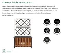 Dehner Akazienholz-Pflanzkasten Boston, rechteckig, ca. B86/H136/T33 cm