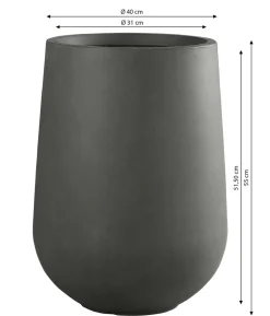 Dehner Fiberglas-Topf Curved, rund, anthrazit