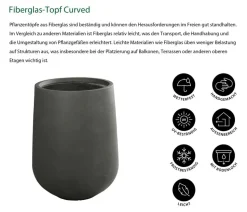Dehner Fiberglas-Topf Curved, rund, anthrazit
