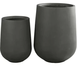 Dehner Fiberglas-Topf Curved, rund, anthrazit