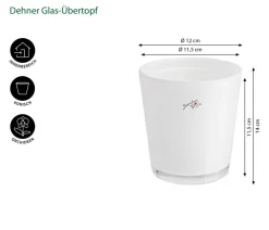Dehner Glas-Übertopf, konisch, ca. Ø12 cm