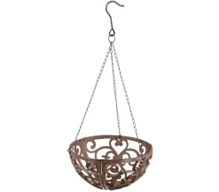 Dehner Gusseisen-Hängeampel Katalonien mit Kokoseinlage, rund, rost, ca. Ø30/H15 cm