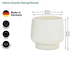 Dehner Keramik-Übertopf Brenda, bauchig, ca. Ø15 cm