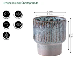 Dehner Keramik-Übertopf Dodo, konisch, lila/blau