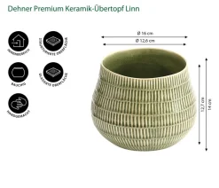 Dehner Keramik-Übertopf Linn, bauchig, hellgrün