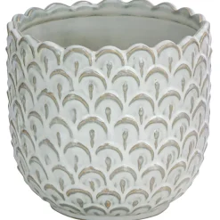 Dehner Keramik-Übertopf Marie, rund, weiß, ca. Ø14 cm