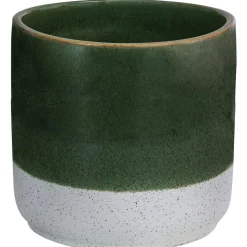 Dehner Keramik-Übertopf Nala, rund, dunkelgrün/weiß, ca. Ø13 cm