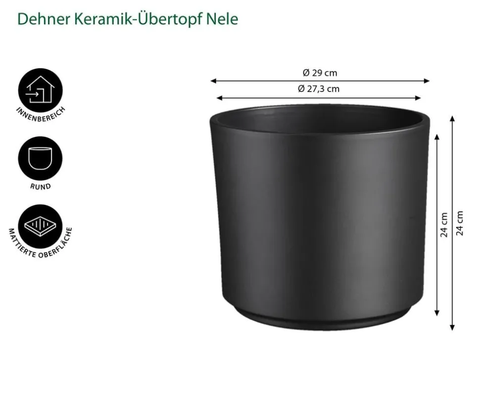 Dehner Keramik-Übertopf Nele, rund