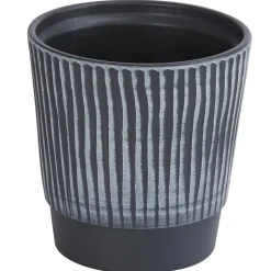 Dehner Keramik-Übertopf Tommy, rund, dunkelgrau, ca. Ø13 cm