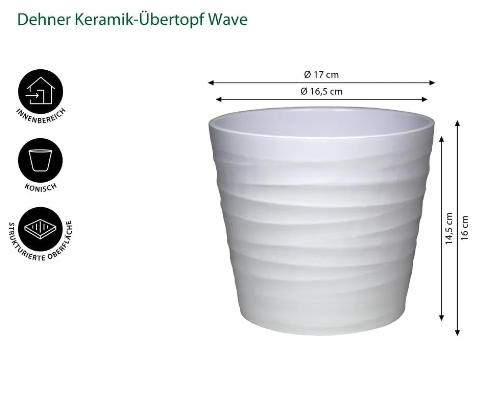 Dehner Keramik-Übertopf Wave, konisch