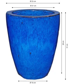 Dehner Keramik-Pflanztopf Delphi, konisch, blau