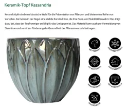 Dehner Keramik-Topf Kassandria, rund, türkis