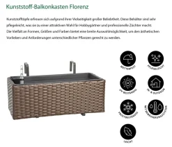 Dehner Kunststoff-Balkonkasten Florenz, rechteckig, braun