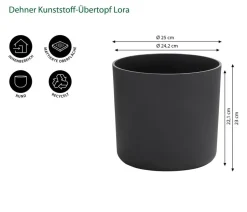 Dehner Kunststoff-Übertopf Lora, rund