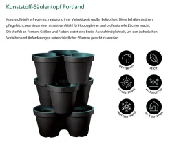 Dehner Kunststoff-Säulentopf Portland, rund, türkis, ca. Ø43/H58 cm, 3er-Set