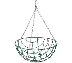 Dehner Metall-Hängeampel Basket mit Kokoseinlage, rund, grün/silber, ca. Ø35 cm