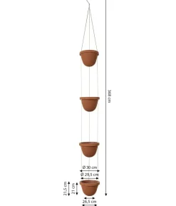 Dehner Zement-Hängetopf mit Kordel, rund, ca. H368 cm