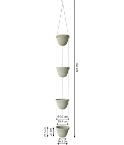 Dehner Zement-Hängetopf mit Kordel, rund, ca. H368 cm