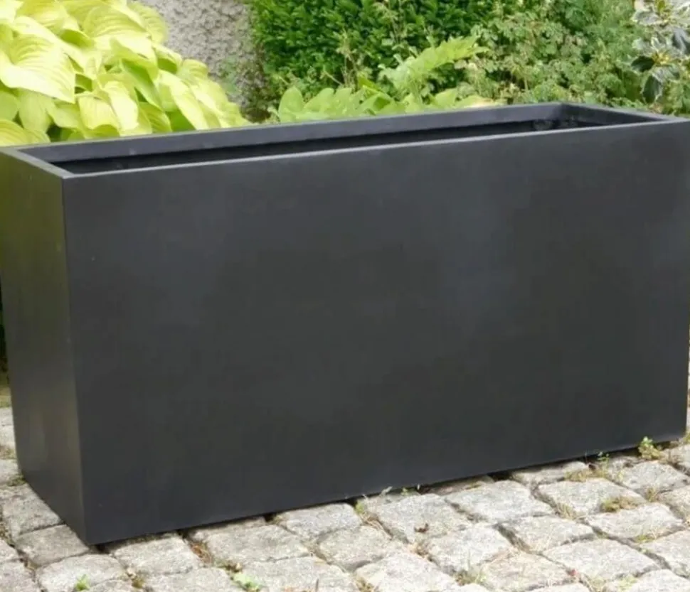 Eastwest Fiberglas-Pflanztrog, rechteckig, schwarz