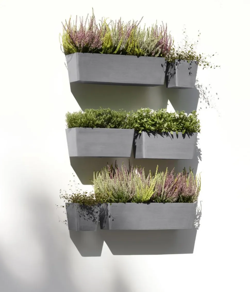 Ecopots Kunststoff-Kasten Manhattan Wall mit Wassersystem, rechteckig