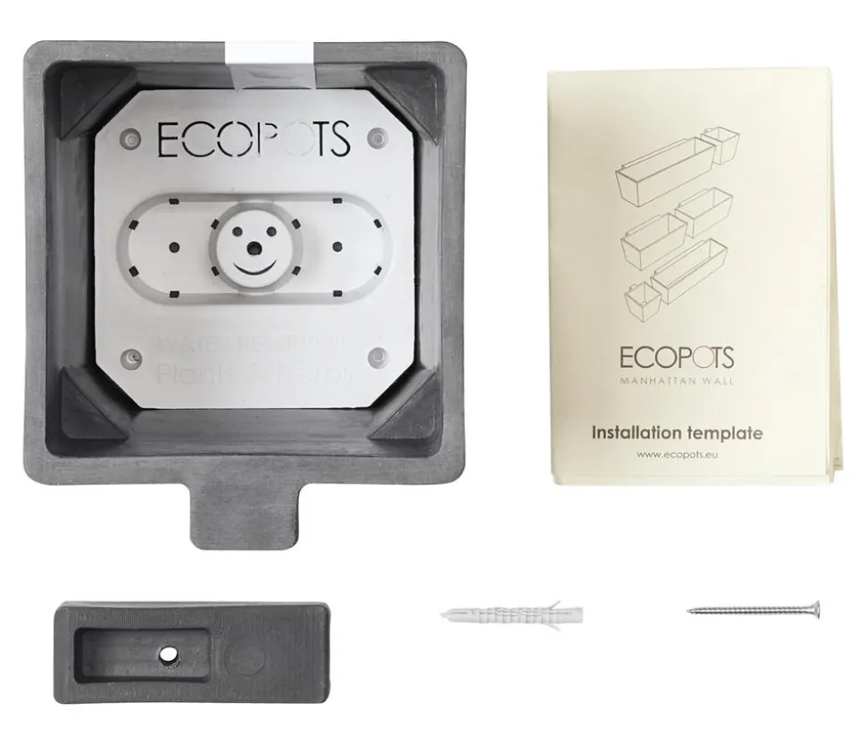 Ecopots Kunststoff-Kasten Manhattan Wall mit Wassersystem, rechteckig