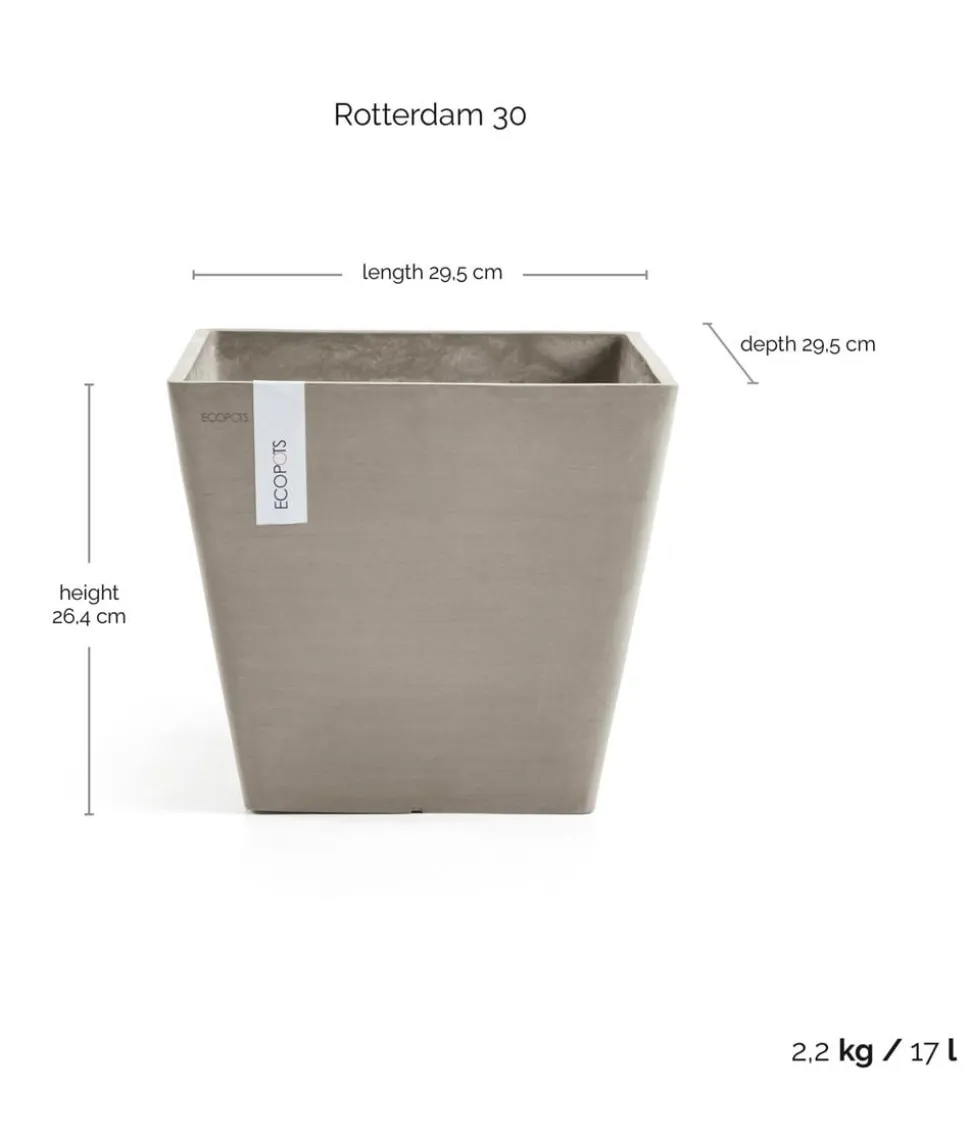 Ecopots Kunststoff-Topf Rotterdam, quadratisch