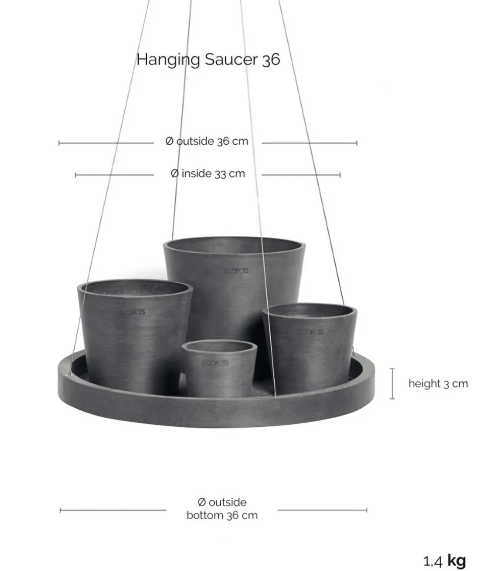 Ecopots Kunststoff-Untersetzer hängend, rund, ca. Ø36/H3 cm