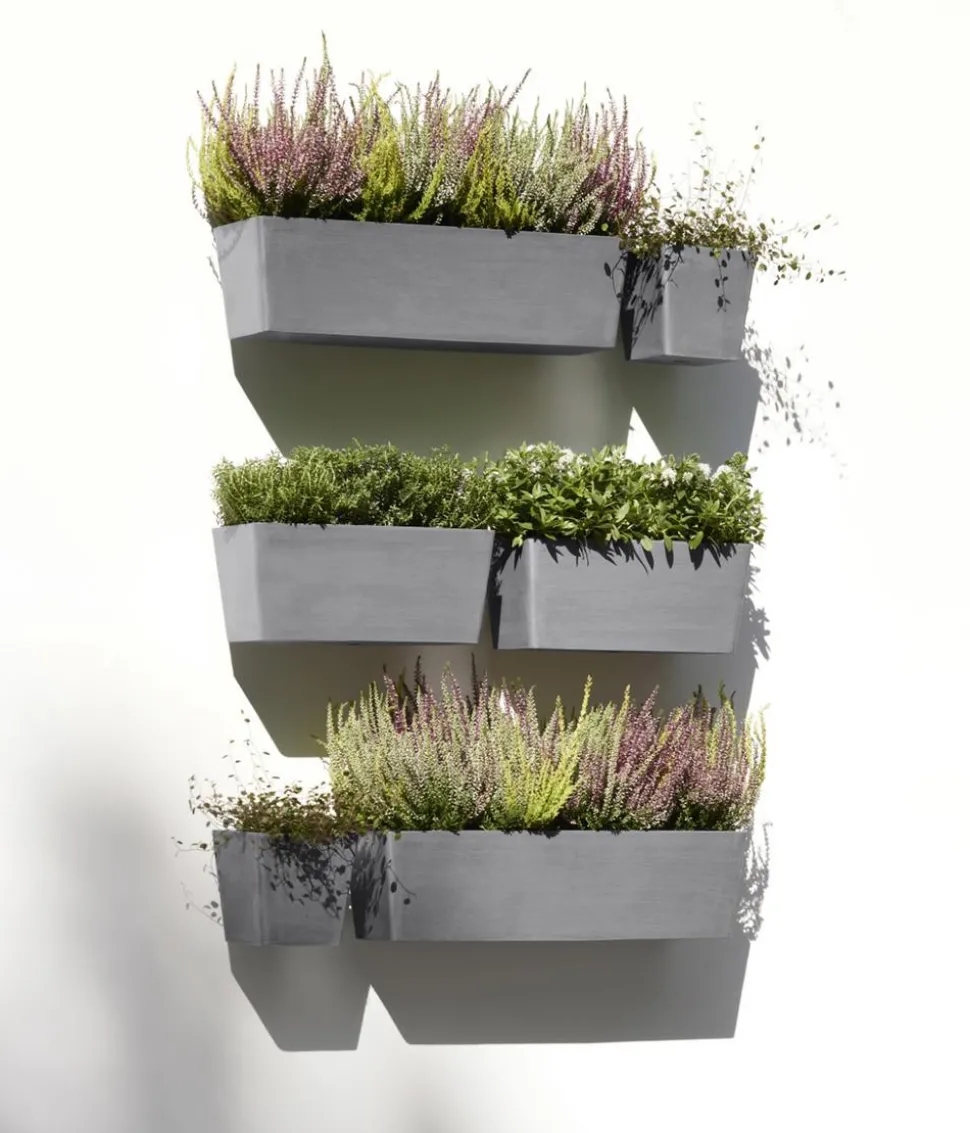 Ecopots Kunststoff-Kasten Manhattan Wall mit Wassersystem, rechteckig