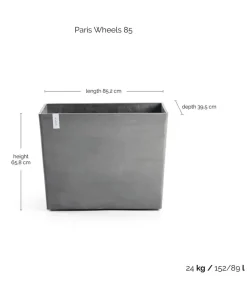 Ecopots Kunststoff-Kasten Paris mit Rollen, rechteckig