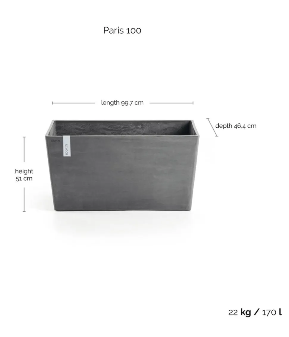 Ecopots Kunststoff-Kasten Paris, rechteckig