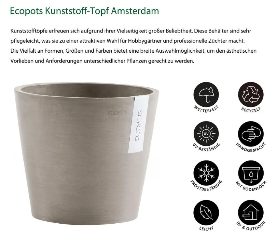 Ecopots Kunststoff-Topf Amsterdam, rund