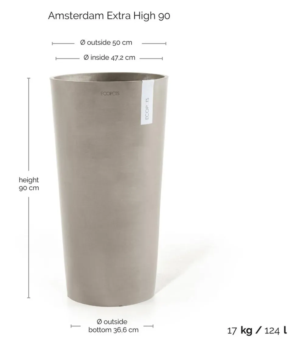 Ecopots Kunststoff-Topf Amsterdam hoch, rund