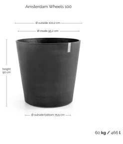 Ecopots Kunststoff-Topf Amsterdam mit Rollen, rund