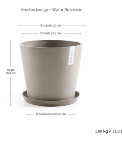 Ecopots Kunststoff-Topf Amsterdam mit Wassersystem, rund