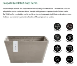 Ecopots Kunststoff-Topf Berlin, quadratisch