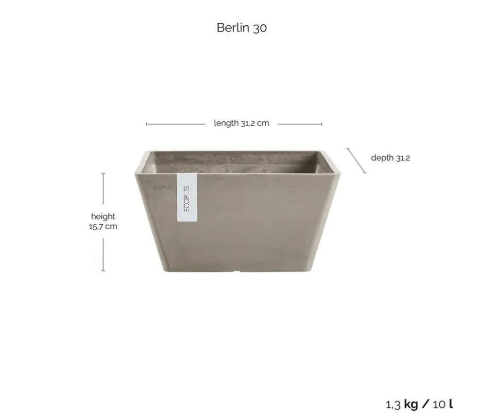 Ecopots Kunststoff-Topf Berlin, quadratisch