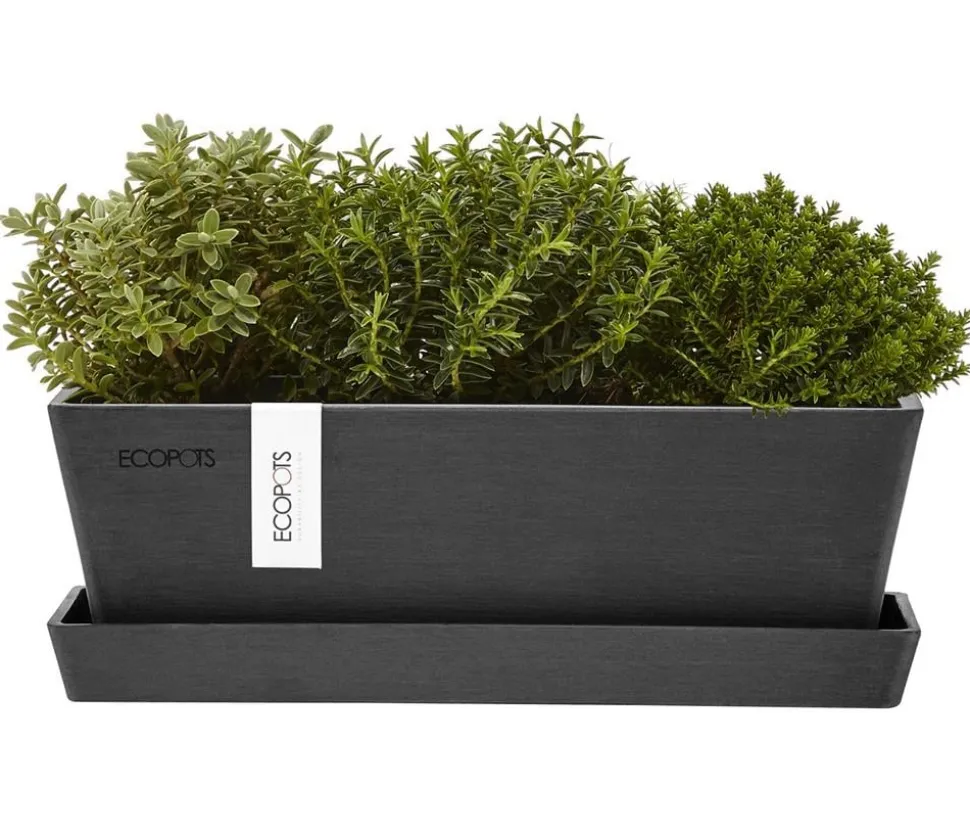 Ecopots Kunststoff-Topf Bruges mit Untersetzer, rechteckig