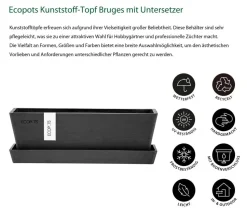 Ecopots Kunststoff-Topf Bruges mit Untersetzer, rechteckig