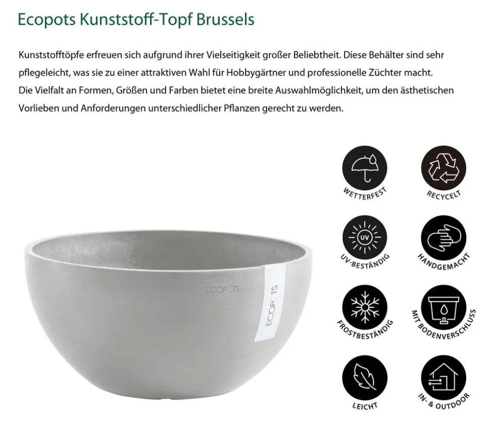 Ecopots Kunststoff-Topf Brussels, rund