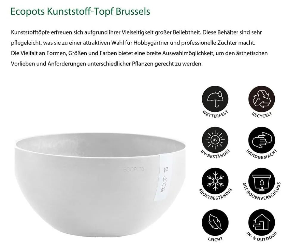 Ecopots Kunststoff-Topf Brussels, rund