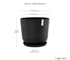 Ecopots Kunststoff-Topf Oslo mit Wassersystem, rund